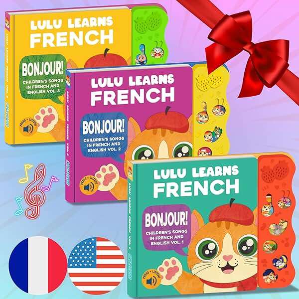 Lulu Learns French Vol. 1 — Interactive Sound Board Book for Toddlers 1-3, Bilingual English & French Songs & Music, Talking Musical Learning Toy and Gift for Babies & Kids - Image 7