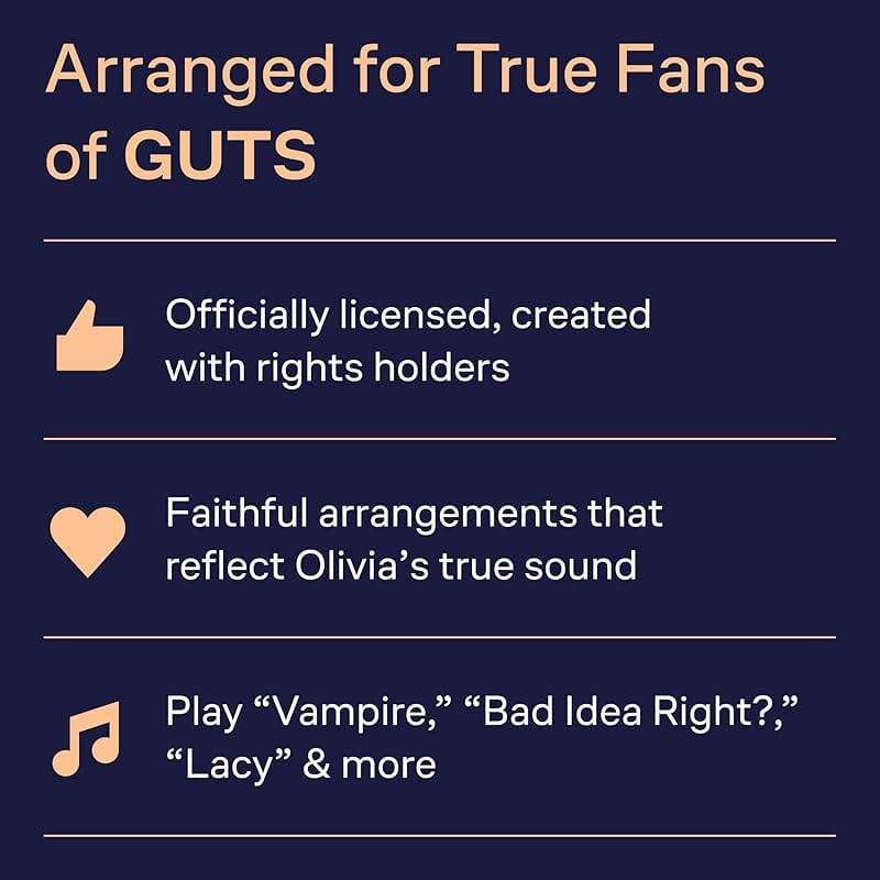 Olivia Rodrigo - Guts Piano/Vocal/Guitar Songbook | 12 Pop Hits for Singers and Musicians | Sheet Music for Piano Voice and Guitar | Music Book for Teen Fans Students and Music Teachers - Image 4