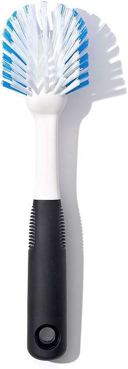 OXO Good Grips Dish Brush, Nylon Bristles with Built-in Scraper, Safe for Non-Stick Cookware, Non-Slip Handle, Dishwasher Safe - Image 1