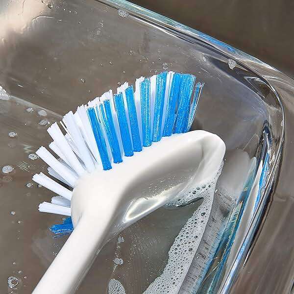 OXO Good Grips Dish Brush, Nylon Bristles with Built-in Scraper, Safe for Non-Stick Cookware, Non-Slip Handle, Dishwasher Safe - Image 6