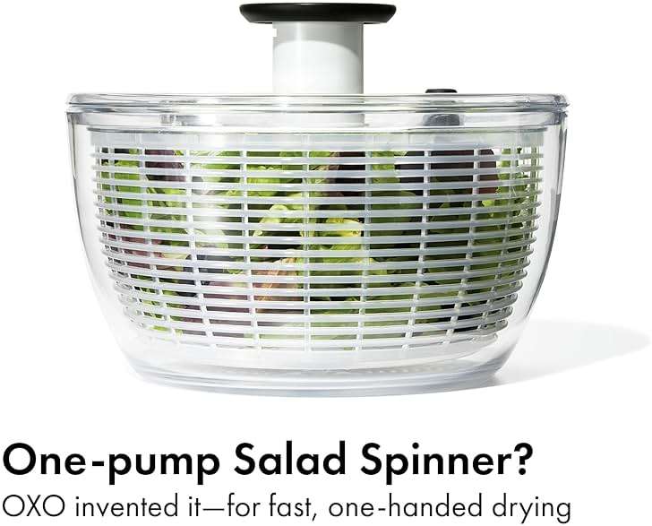 OXO Good Grips Salad Spinner | Lettuce Spinner | Fruit Washer | Fruit Washing Bowl with Strainer | Vegetable Cleaner | Salad Cleaner | Lettuce Washer | 6.22 Quart Capacity - Image 2