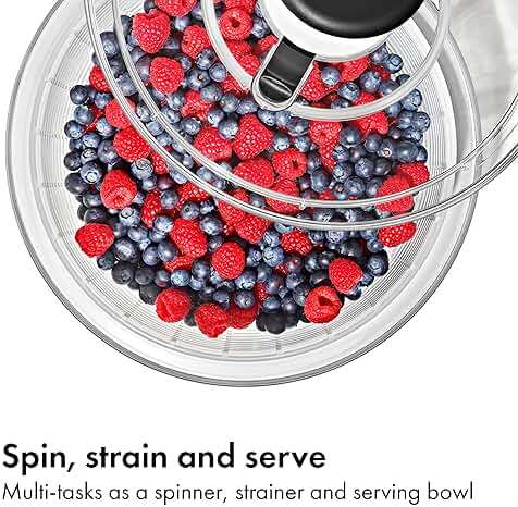 OXO Good Grips Salad Spinner | Lettuce Spinner | Fruit Washer | Fruit Washing Bowl with Strainer | Vegetable Cleaner | Salad Cleaner | Lettuce Washer | 6.22 Quart Capacity - Image 6
