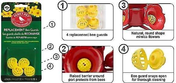 Perky-Pet Replacement Bee Guards for Hummingbird Feeders - Keep Bees Out of Nectar - 205Y - Yellow Replacement Bee Guards - For Models 203CPBN, 203CPBR, 204CP-4, 403CP - 4 Pack - Image 7