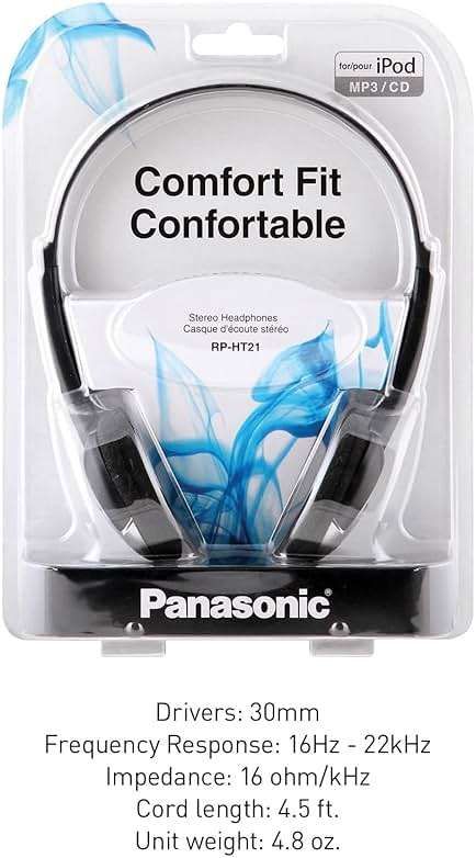 Panasonic Headphones On-Ear Lightweight with XBS RP-HT21 (Black & Silver) - Image 8