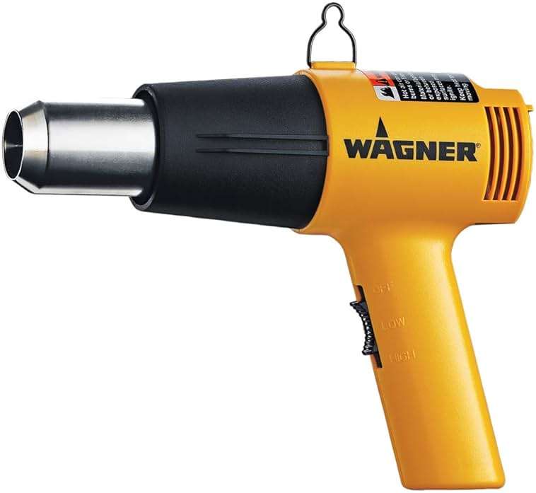 Wagner Spraytech 0503008 HT1000 Heat Gun, 2 Temp Settings 750ᵒF & 1000ᵒF, Great for Soften Paint, Caulking, Adhesive, Putty Removal, Shrink Wrap, Bend Plastic Pipes, Loosen Rusted Nuts Bolts, Yellow - Image 1