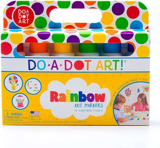 Do A Dot Art! Markers 6-Pack Rainbow Washable Paint Markers, The Original Dot Marker, Activity Craft Coloring Supplies for Kids and Toddlers, Made in the USA - Image 1