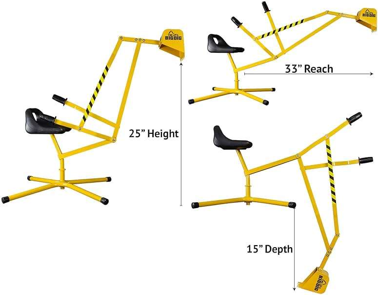 Big Dig Toy Excavator Ride, Sandbox Digger w/ 360 Rotation Base for Kids Ages 3 & Up, Yellow - Outdoor Playground and Sand Beach Construction Riding Toys for Children - Image 3
