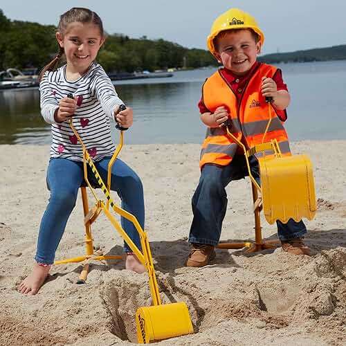 Big Dig Toy Excavator Ride, Sandbox Digger w/ 360 Rotation Base for Kids Ages 3 & Up, Yellow - Outdoor Playground and Sand Beach Construction Riding Toys for Children - Image 4