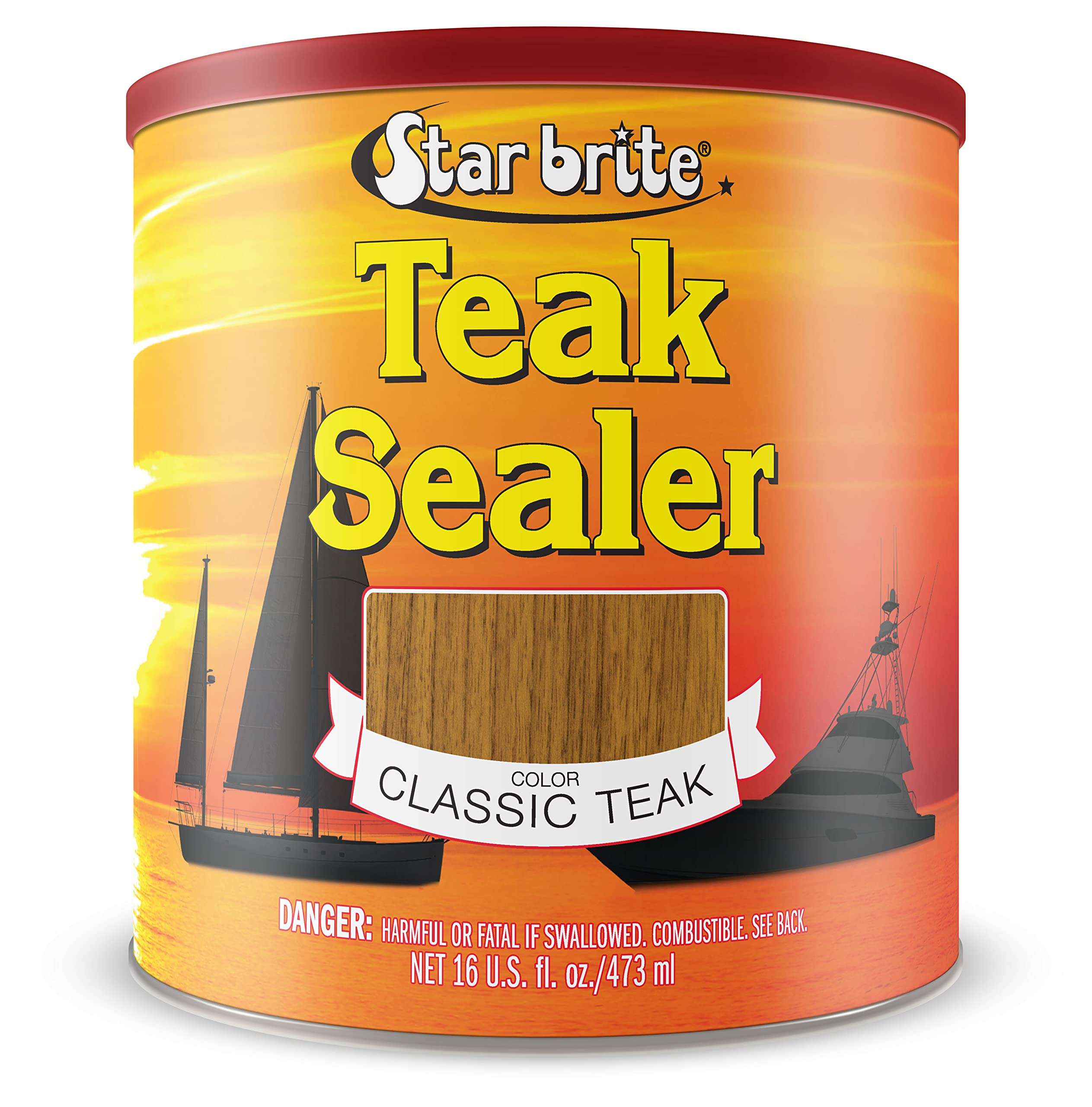 STAR BRITE Teak Sealer - No Drip, No Splash Formula - One-Coat, Durable Protection for All Fine Woods - Perfect for Outdoor Furniture & Marine Use - Classic Teak 16 OZ (088016) - Image 1