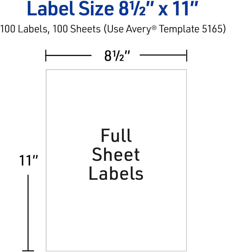Avery Full-Sheet Printable Shipping Labels, 8.5" x 11" Customizable Stickers, White, 100 Blank Mailing Labels, Great for Mailing, Shipping, Organizing, and More (5165) - Image 3