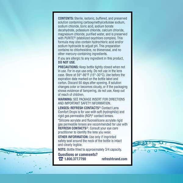 REFRESH CONTACTS Contact Lens Comfort Drops Artificial Tears Contact Lens Rewetter, 0.4 fl oz (12 mL) - Image 6