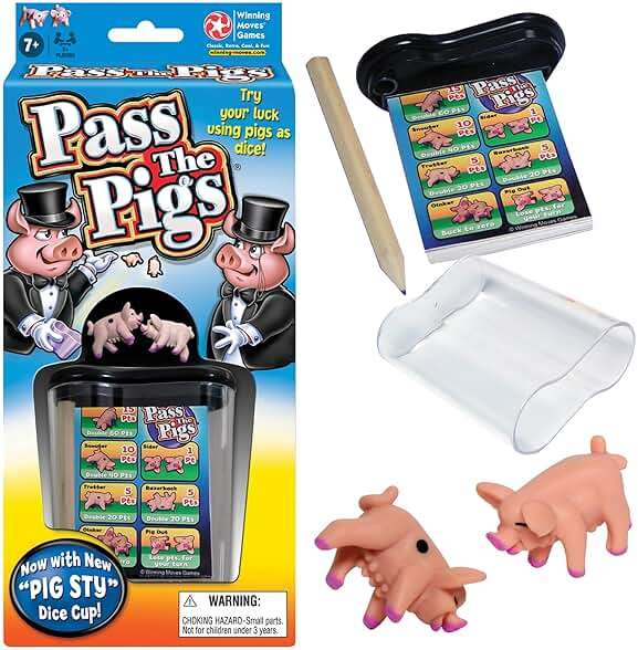 Winning Moves Pass The Pigs Games USA, a Hilarious Pig Dice Game, Family Favorite for Over 40 Years, for 2 or More Players, Ages 7+ (1046) - Image 1
