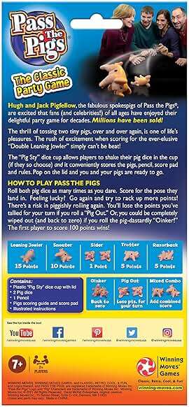 Winning Moves Pass The Pigs Games USA, a Hilarious Pig Dice Game, Family Favorite for Over 40 Years, for 2 or More Players, Ages 7+ (1046) - Image 3