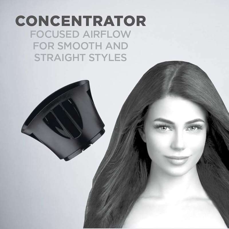 Conair Fast Dry Lightweight Hair Dryer | Powerful 1875W motor for thick and coarse hair, includes diffuser & concentrator attachments, Blue/Black, 146NXL - Image 5