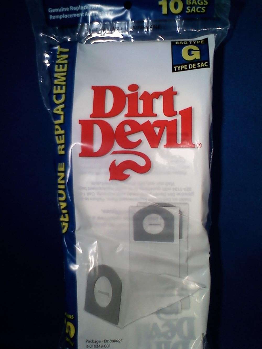 Dirt Devil Type G Vacuum Bags, 10-Pack, 3010348001, White - Image 1