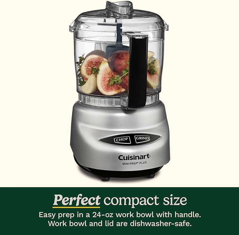Cuisinart Mini-Prep Plus Food Processor, 24-Ounce Mini Food Processor to Chop Herbs, Vegetables, and Hard Cheese, 24-Ounce Work Bowl, Reversible Stainless Steel Blade, DLC-2ABC, Brushed Chrome/Nickel - Image 4