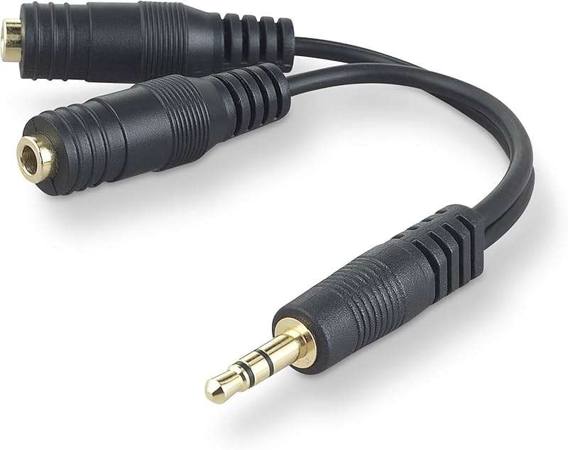 Belkin 3.5mm Audio Splitter – Dual Headphone and Speaker Jack Adapter for Sharing Music or Videos – Compatible with iPhone, iPad, Laptops, Tablets, and Other Devices with AUX Port – Black - Image 1