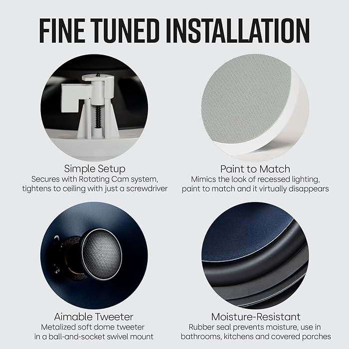 Polk Audio RC80i 2-Way Premium In Ceiling Speakers 8" Round (Set of 2) Perfect for Damp and Humid Indoor/Outdoor Placement - Bluetooth Ceiling Speakers - Image 4