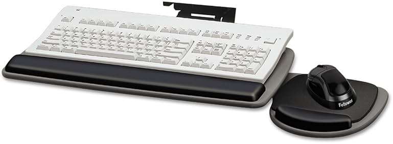 Fellowes 93841 Adjustable Standard Keyboard Platform, 20-1/4w x 11-1/8d, Graphite/Black, 4.5" x 30.5" x 20" - Image 1
