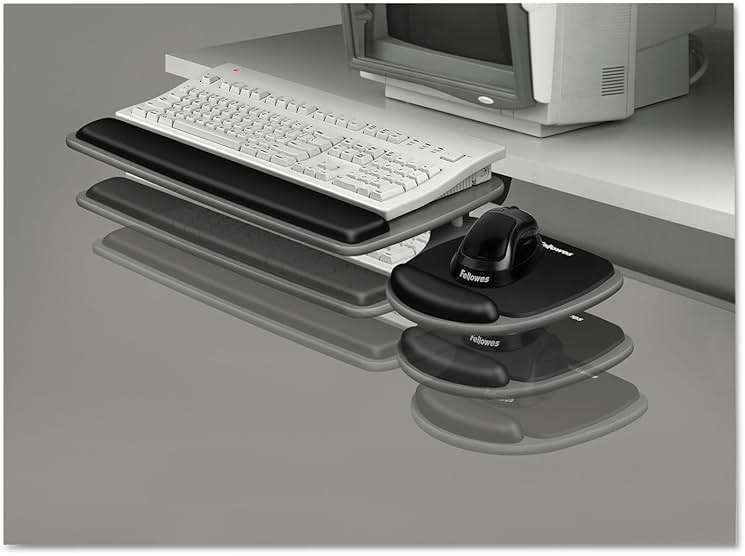 Fellowes 93841 Adjustable Standard Keyboard Platform, 20-1/4w x 11-1/8d, Graphite/Black, 4.5" x 30.5" x 20" - Image 2