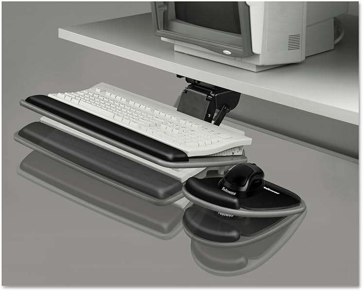 Fellowes 93841 Adjustable Standard Keyboard Platform, 20-1/4w x 11-1/8d, Graphite/Black, 4.5" x 30.5" x 20" - Image 3