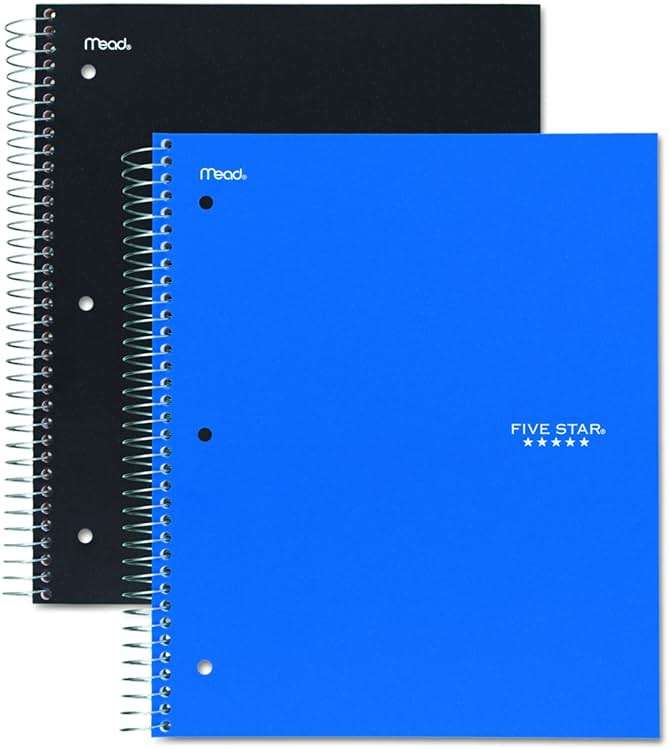 Five Star 06210 Wirebound 3-Subject Notebook, College Rule, 11 x 8 1/2, 150 Sheets, Assorted - Image 1