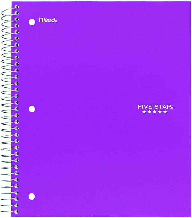 Five Star 06210 Wirebound 3-Subject Notebook, College Rule, 11 x 8 1/2, 150 Sheets, Assorted - Image 2