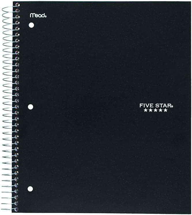 Five Star 06210 Wirebound 3-Subject Notebook, College Rule, 11 x 8 1/2, 150 Sheets, Assorted - Image 4