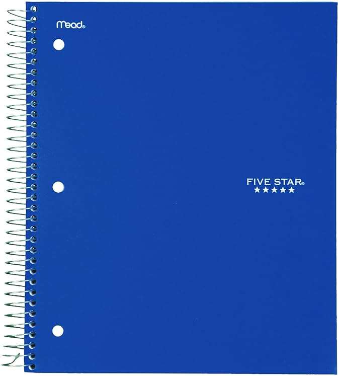 Five Star 06210 Wirebound 3-Subject Notebook, College Rule, 11 x 8 1/2, 150 Sheets, Assorted - Image 6