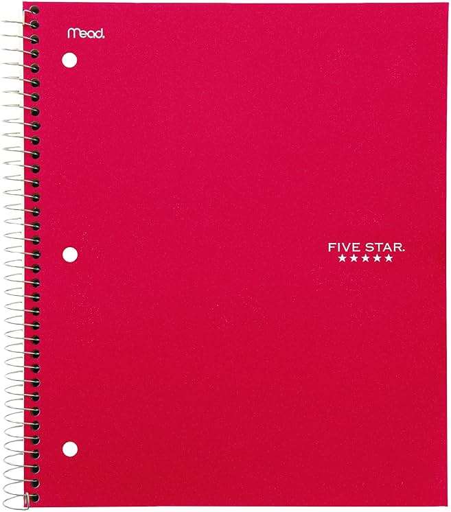 Five Star 06210 Wirebound 3-Subject Notebook, College Rule, 11 x 8 1/2, 150 Sheets, Assorted - Image 7