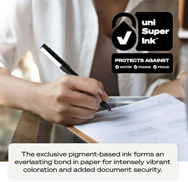 uniball Roller Rollerball Pens, Micro Point (0.5mm), Black, 12 Pack - Image 6