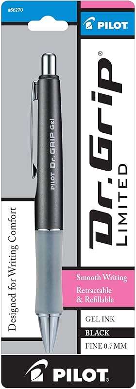 PILOT Dr. Grip Limited Refillable & Retractable Gel Pen, Fine Point, Black, Single Pen - Ideal for School, Journaling & Office Writing - Image 1