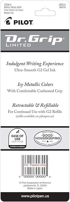 PILOT Dr. Grip Limited Refillable & Retractable Gel Pen, Fine Point, Black, Single Pen - Ideal for School, Journaling & Office Writing - Image 3