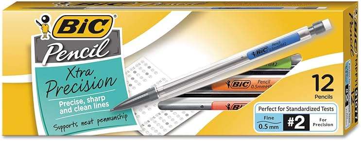 BIC Xtra-Precision Mechanical Pencil, 0.5 Mm, Hb (#2.5), Black Lead, Clear Barrel, Dozen - Image 1