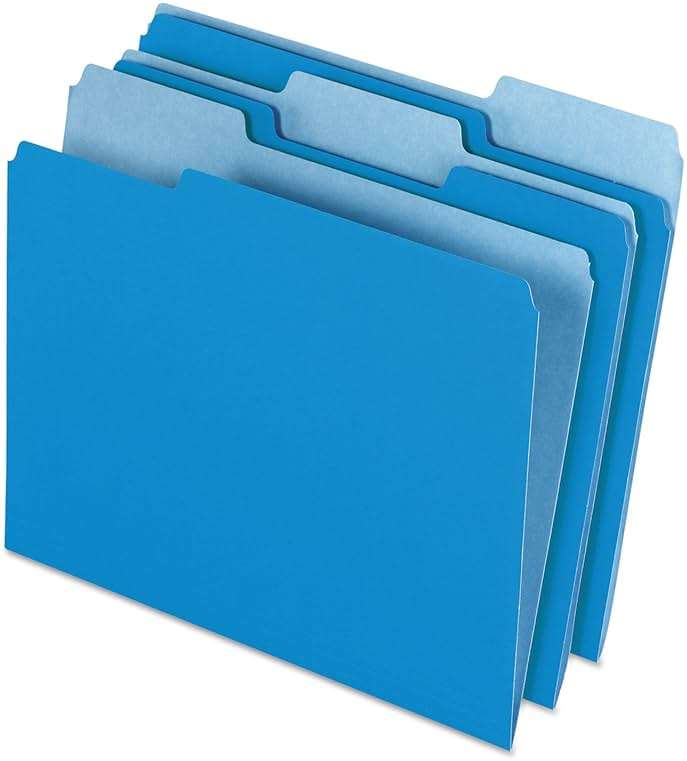 Pendaflex Two-Tone Color File Folders, Letter Size, Blue, 1/3 Cut, 100 per box (152 1/3 BLU), 12 inches - Image 1