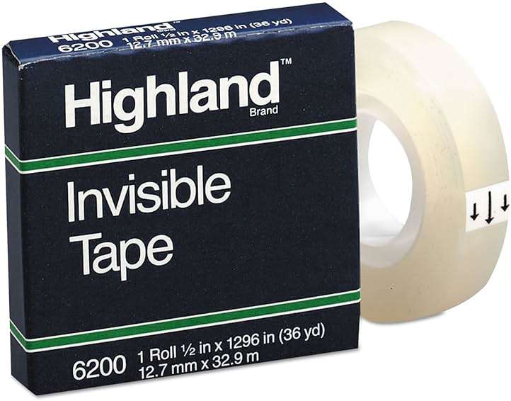 Highland 6200 Invisible Tape, 1/2" x 1296" - Image 1