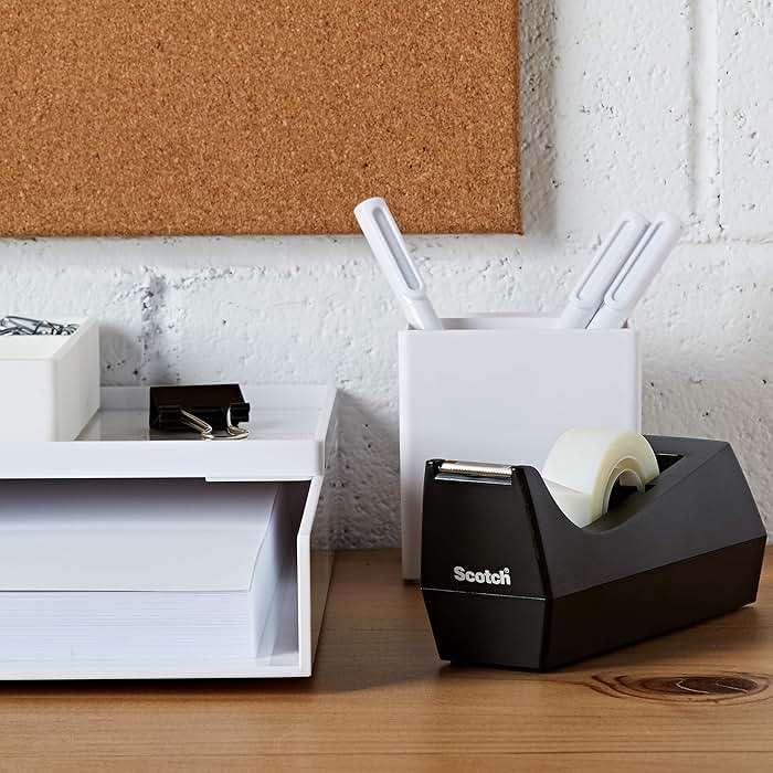 Scotch Desktop Tape Dispenser, Black, 2.7 in. x 2.7 in. x 6.4 in., 1 Tape Dispenser - Image 2