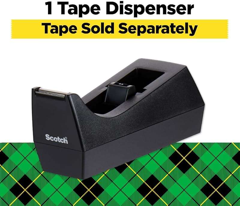 Scotch Desktop Tape Dispenser, Black, 2.7 in. x 2.7 in. x 6.4 in., 1 Tape Dispenser - Image 3