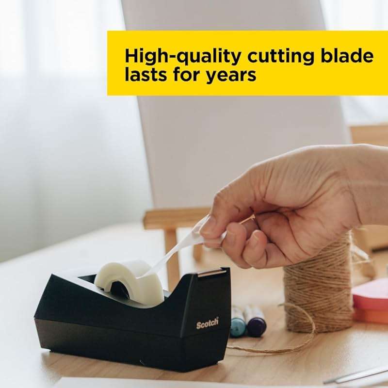 Scotch Desktop Tape Dispenser, Black, 2.7 in. x 2.7 in. x 6.4 in., 1 Tape Dispenser - Image 6