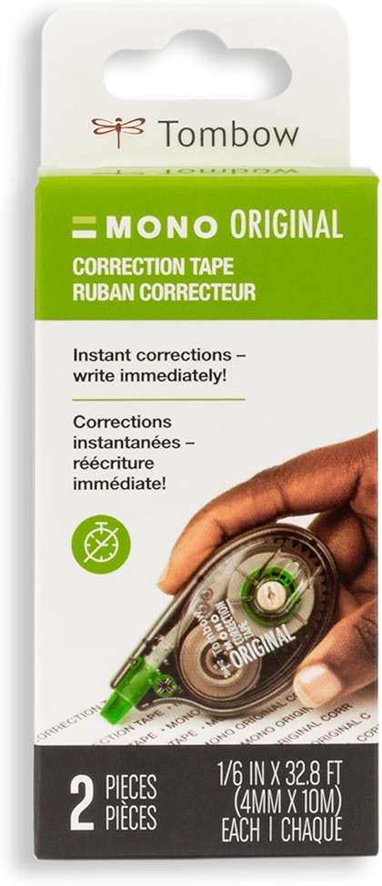 Tombow 68627 MONO Correction Tape, Non-refillable, White, 1/6" x 394", 2 Count (Pack of 1) - Image 3