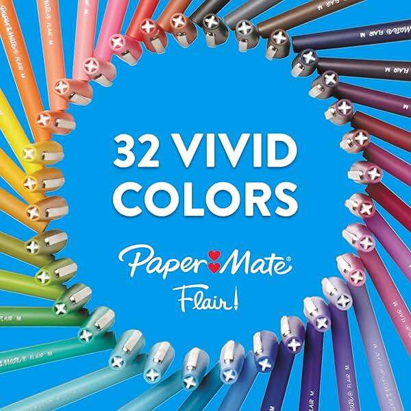 Paper Mate Flair Felt Tip Pens, Medium Point (0.7mm), Red Ink, 12 Count - Teacher Supplies, Arts & Crafts - Image 3
