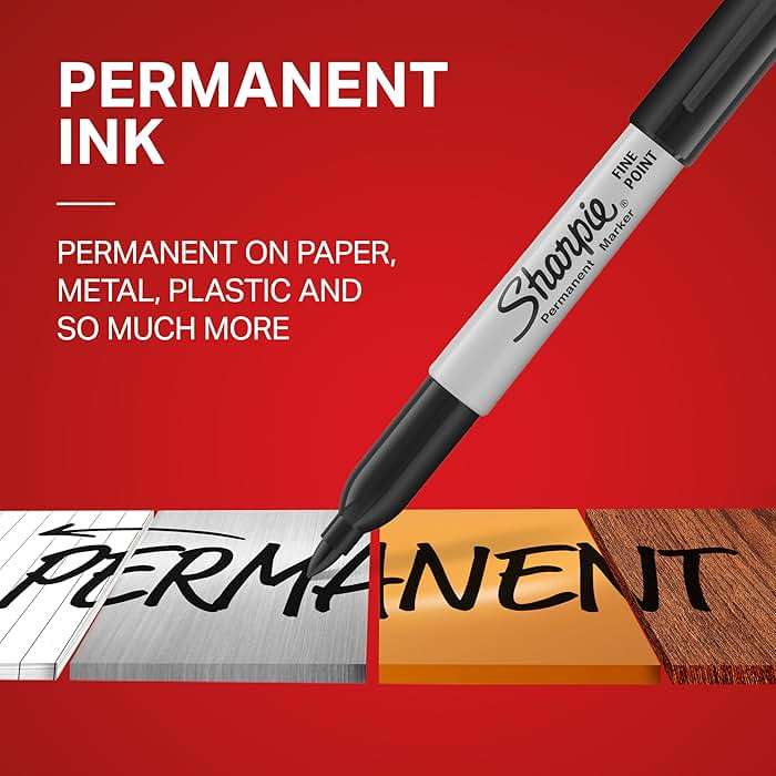 Sharpie Permanent Markers, Fine Tip, Black, 12 Count - Quick Drying, Fade Resistant, For Wood, Plastic, Paper, Metal, And More - Image 4