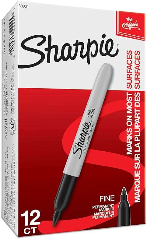 Sharpie Permanent Markers, Fine Tip, Black, 12 Count - Quick Drying, Fade Resistant, For Wood, Plastic, Paper, Metal, And More - Image 9