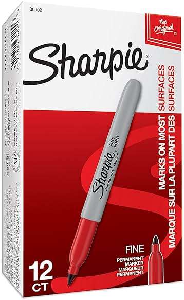 Sharpie Permanent Markers, Fine Tip, Red, 12 Count - Office Supplies, Quick Drying, Fade Resistant, For Plastic, Metal, Wood, And More - Image 7