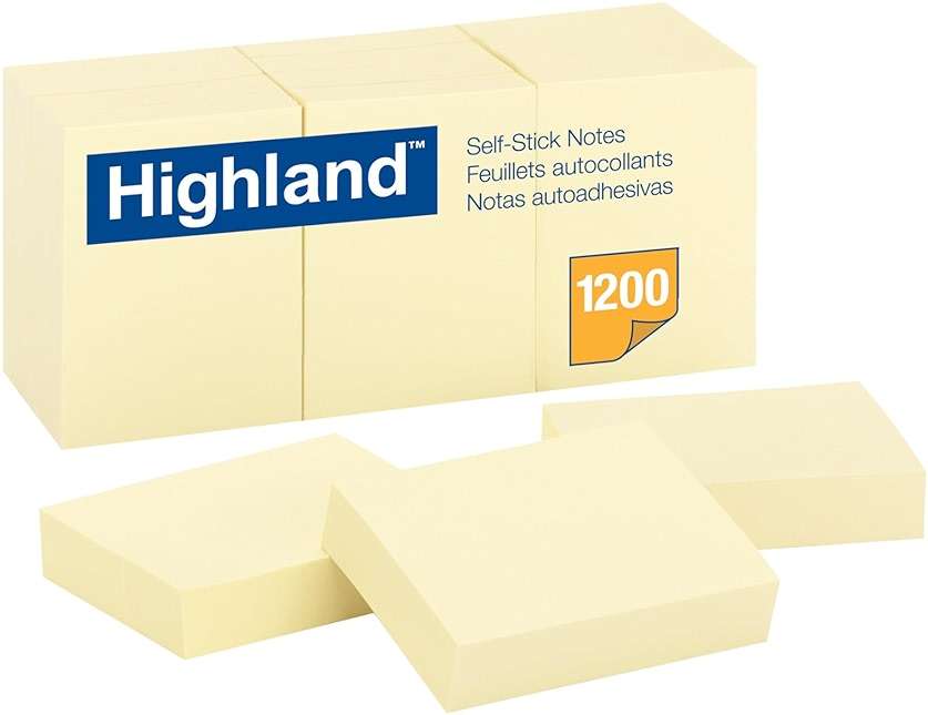 Highland Sticky Notes, 1.5 x 2 Inches, Yellow, 12 Pack (6539) - Image 1