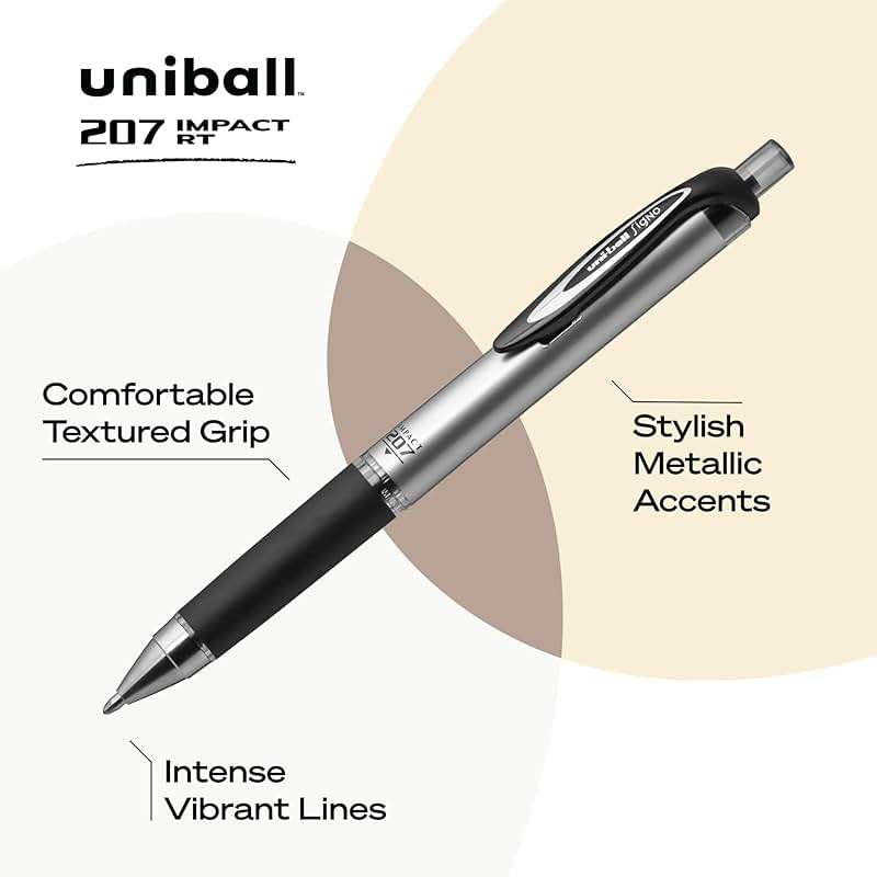 uni-ball Signo 207 Impact Stick Gel Pen, 4 Black Pens, 1.0mm Bold Point Gel Pens, Smooth Writing, Archival-Quality Ink, Acid-Free, Superior Comfort - Image 4