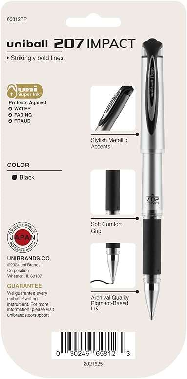 uni-ball Signo 207 Impact Stick Gel Pen, 4 Black Pens, 1.0mm Bold Point Gel Pens, Smooth Writing, Archival-Quality Ink, Acid-Free, Superior Comfort - Image 7