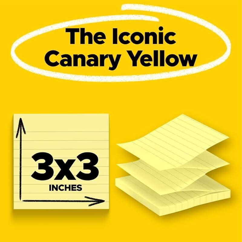 Post-it Pop-up Notes, 6 Lined Sticky Note Pads, 3 x 3 in., School Supplies, Office Products, Accordion Sticky Notes Work with Pop-Up Note Dispenser, Canary Yellow - Image 3