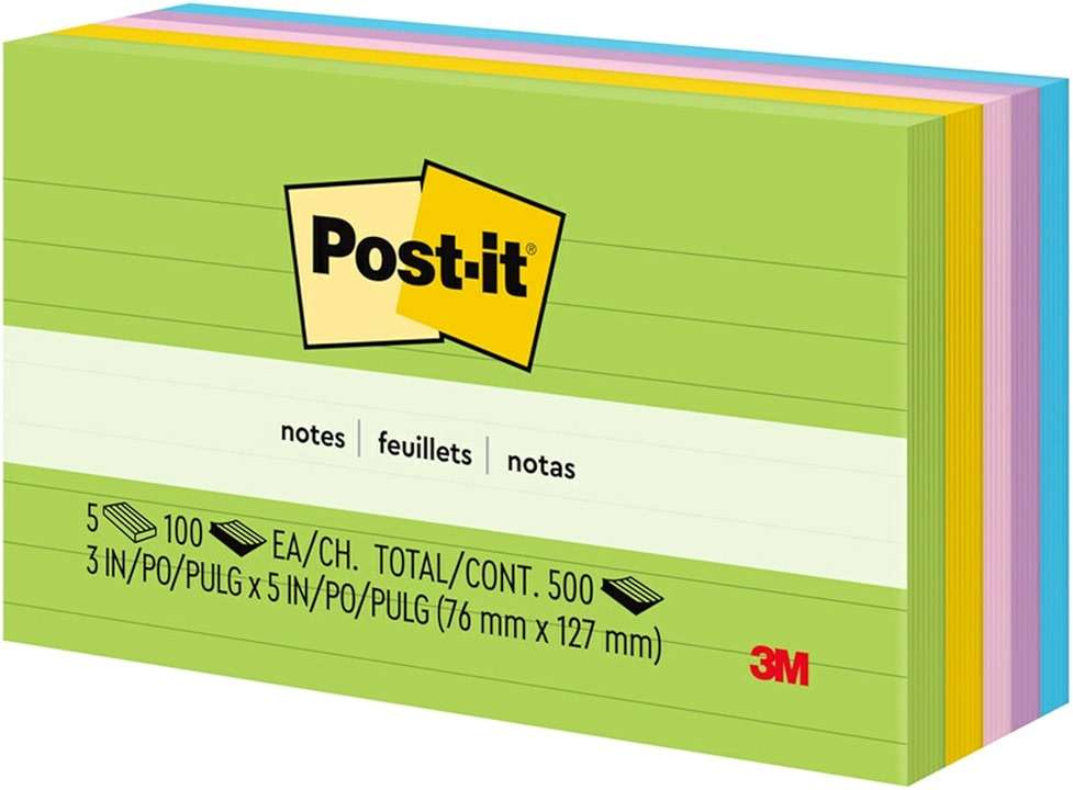 Post-it Notes, 3 in x 5 in, 5 Lined Sticky Notes Pads, 100 Sheets per Pad, Floral Fantasy Collection, School Supplies and Oﬃce Products - Image 6