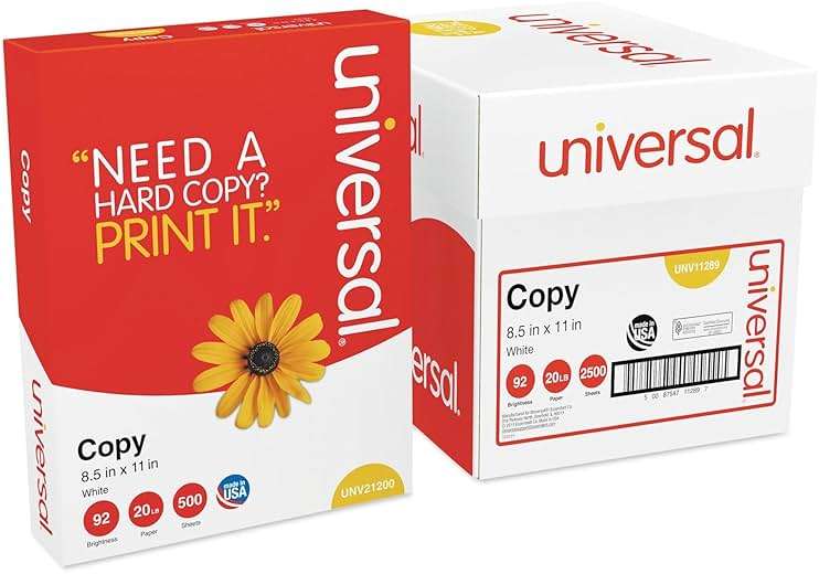 Universal 11289 Copy Paper Convenience Carton, 92 Brightness, 20lb, 8 1/2 x11, White (Case of 2500 Sheets) - Image 1